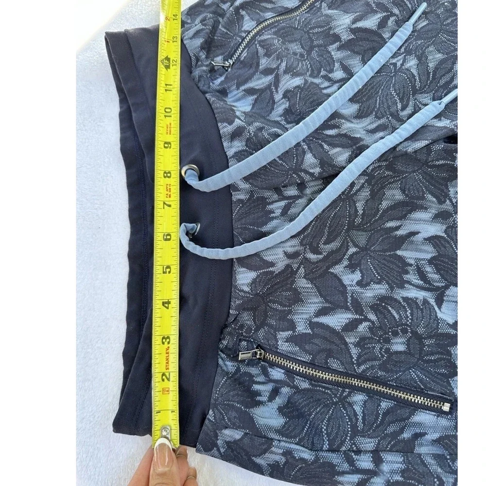 Athleta La Viva Jogger Pants Navy Blue Floral Jacquard Zip Pockets Womens Size 2